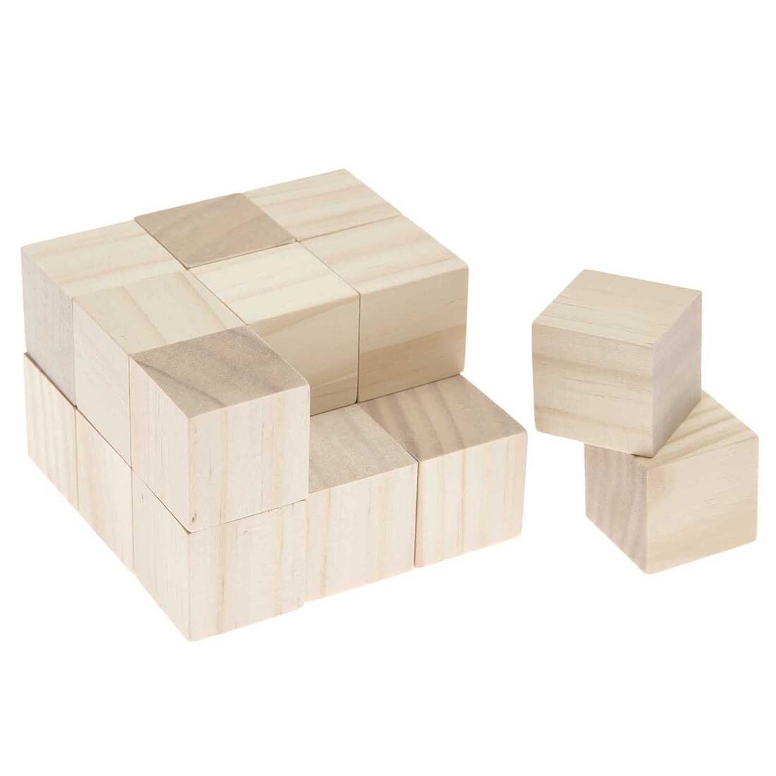 Houten kubus 3 x 3 x 3 cm 18 stuks Houten kubus 3 x 3 x 3 cm 18 stuks