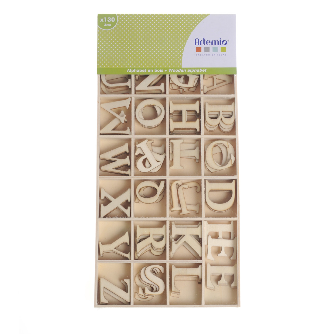 Houten letters 3 cm 130 stuks Houten letters 3 cm 130 stuks