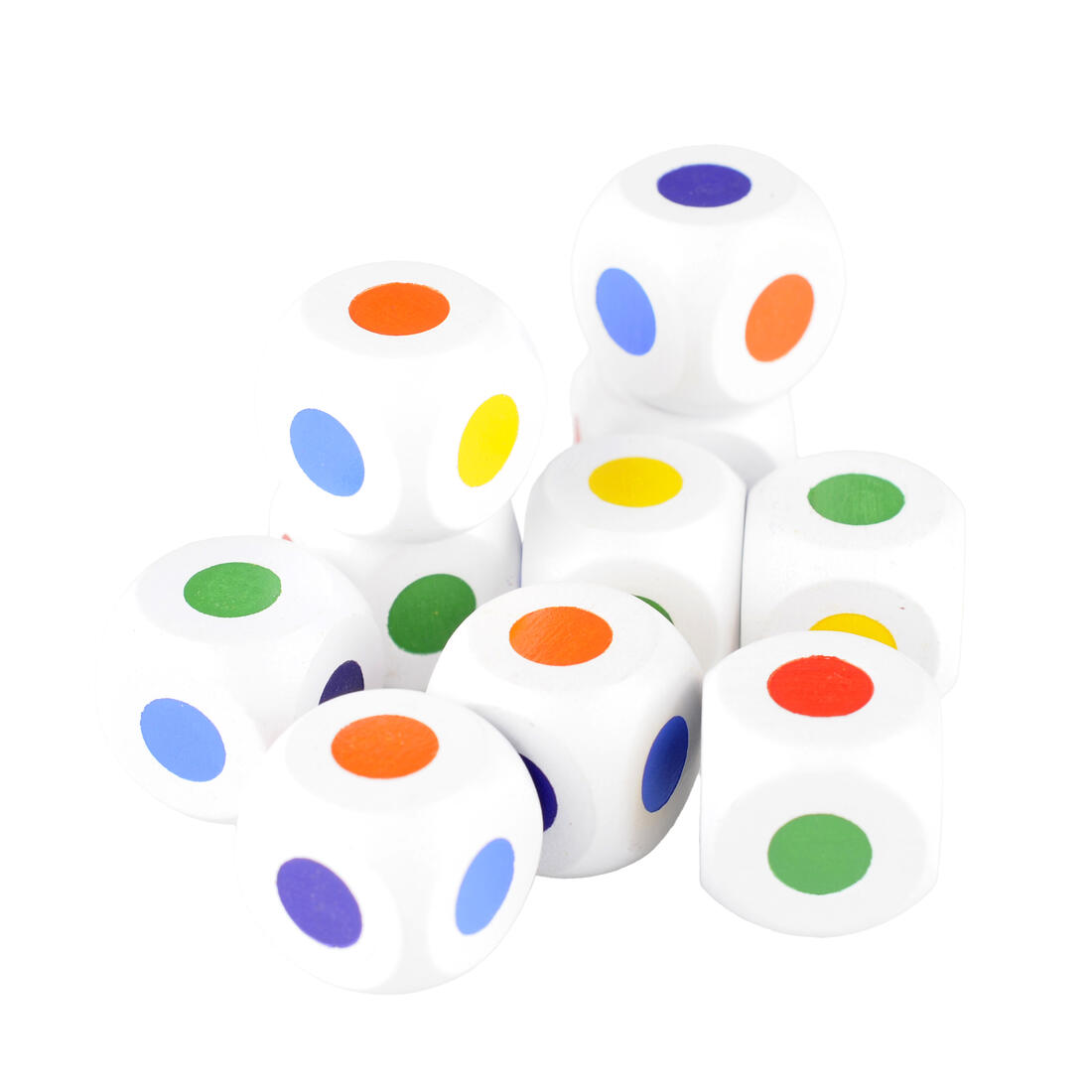 Dobbelsteen 16 mm met hoofdkleuren hout 1 stuk Dobbelsteen 16 mm met hoofdkleuren hout 1 stuk