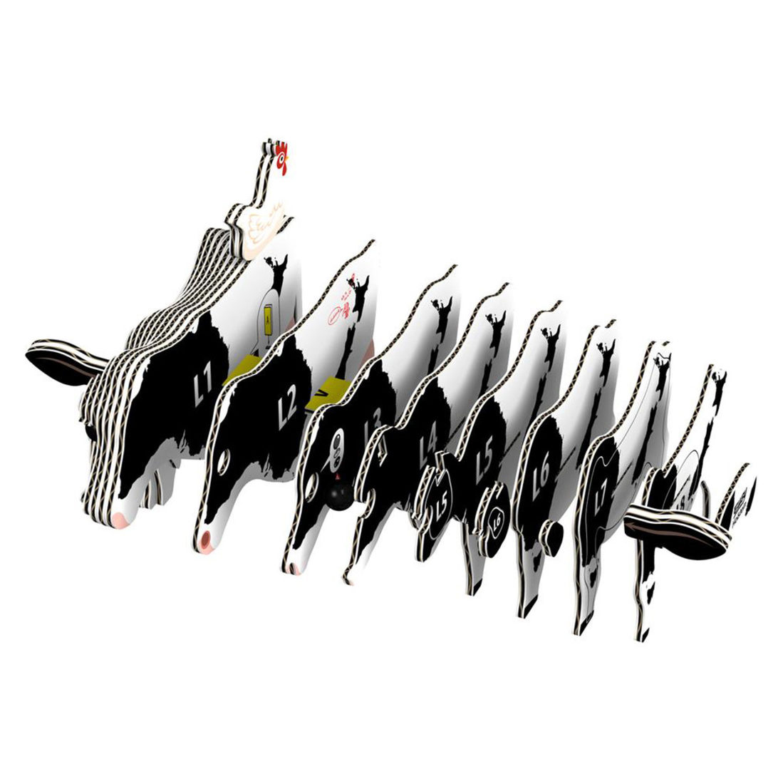 Eugy 3D karton hoevedier - Holstein Friese koe