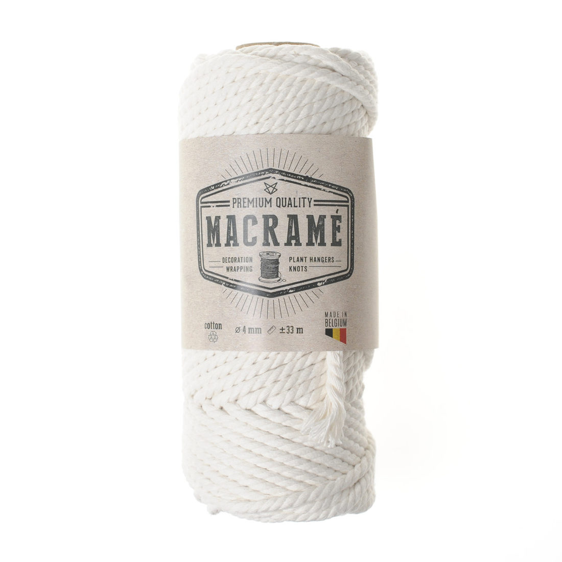 Macramé koord katoen 4 mm 33 m natuur