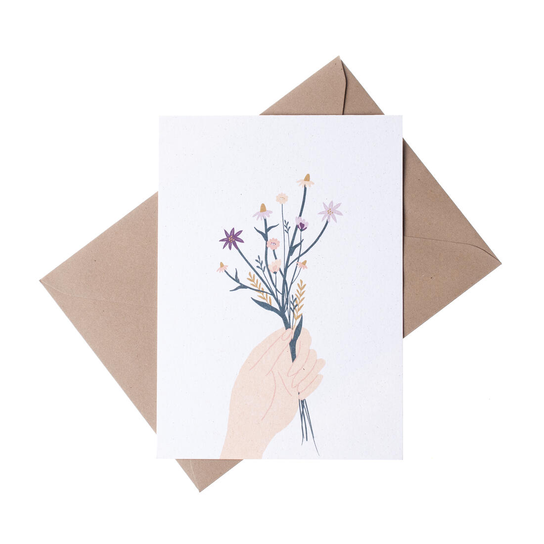 Wenskaart - Hand met bloemen