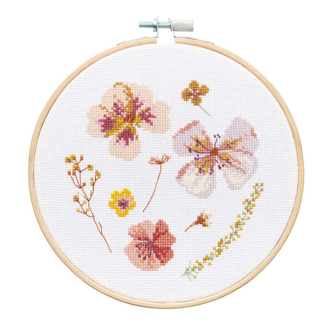 Borduurset kruisjessteek 15 cm droogbloemen
