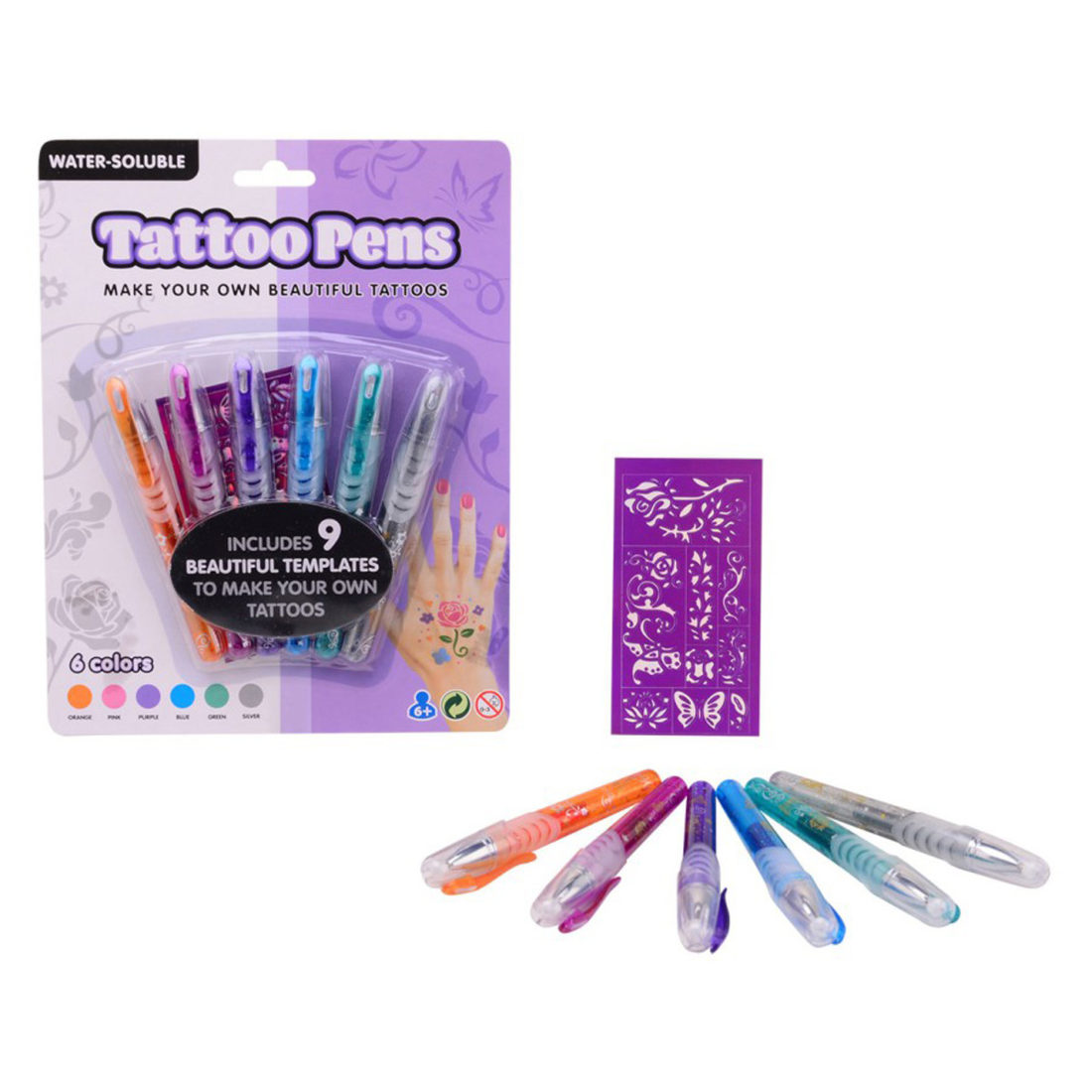 Tattoo Pens basisset 6 stuks