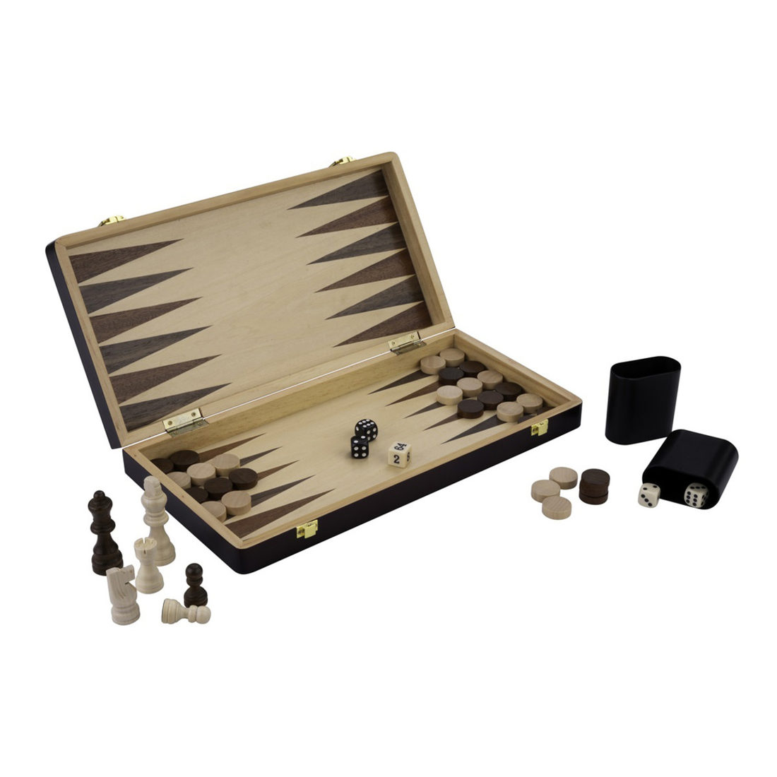 Schaak- en backgammonspel met spelstukken opklapbaar 38,5 cm Schaak- en backgammonspel met spelstukken opklapbaar 38,5 cm